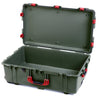 Pelican 1650 Case, OD Green with Red Handles & Push-Button Latches None (Case Only) ColorCase 016500-0000-130-321