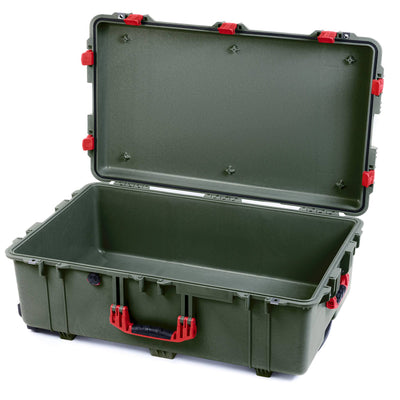 Pelican 1650 Case, OD Green with Red Handles & Latches None (Case Only) ColorCase 016500-0000-130-320