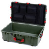 Pelican 1650 Case, OD Green with Red Handles & Latches Mesh Lid Organizer Only ColorCase 016500-0100-130-320