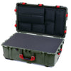 Pelican 1650 Case, OD Green with Red Handles & Latches Pick & Pluck Foam with Laptop Computer Lid Pouch ColorCase 016500-0201-130-320