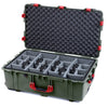 Pelican 1650 Case, OD Green with Red Handles & Push-Button Latches Gray Padded Dividers with Convoluted Lid Foam ColorCase 016500-0070-130-321