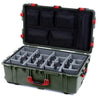 Pelican 1650 Case, OD Green with Red Handles & Latches Gray Padded Microfiber Dividers with Mesh Lid Organizer ColorCase 016500-0170-130-320