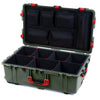 Pelican 1650 Case, OD Green with Red Handles & Latches TrekPak Divider System with Mesh Lid Organizer ColorCase 016500-0120-130-320