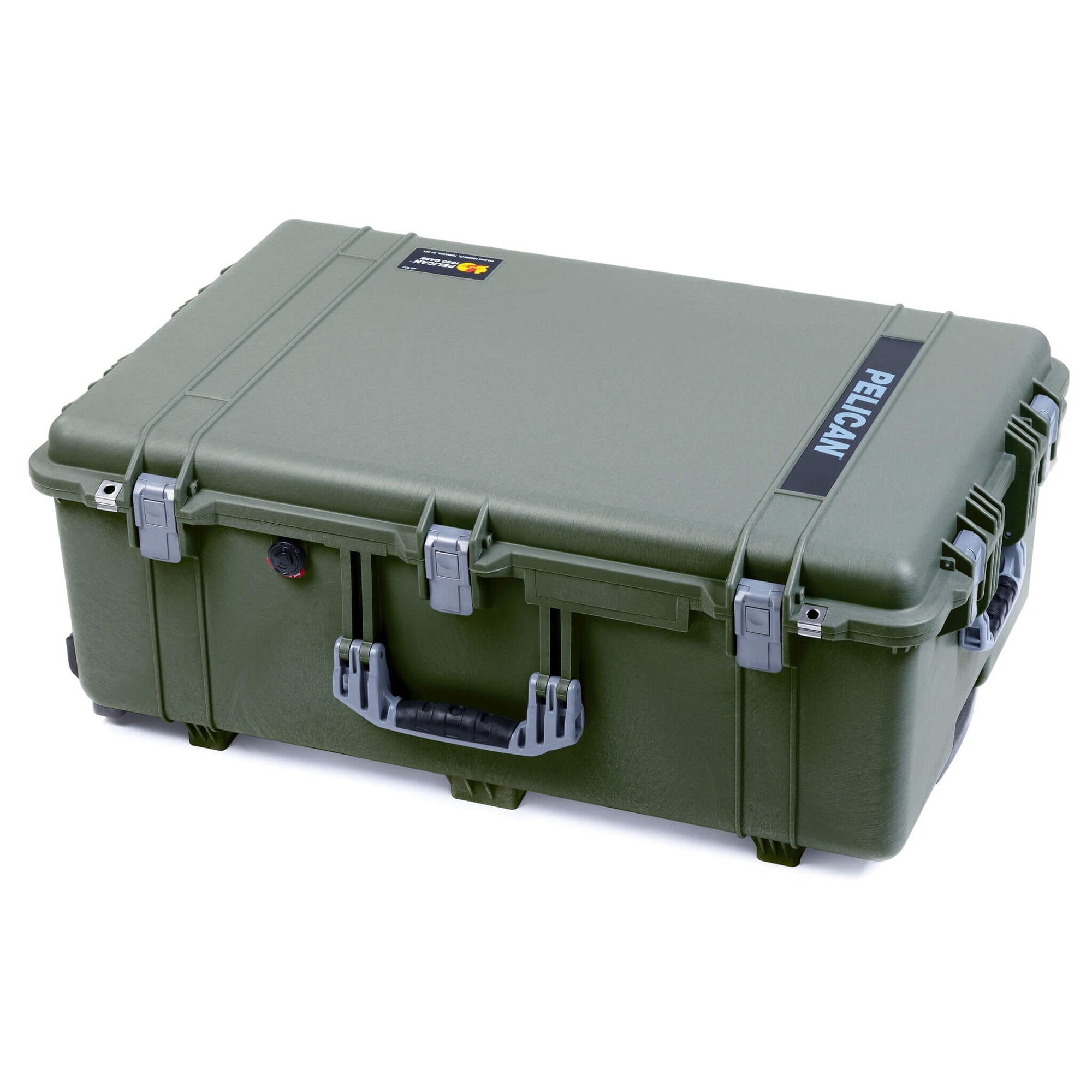 Pelican 1650 Case, OD Green with Silver Handles & Push-Button Latches ColorCase 