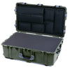 Pelican 1650 Case, OD Green with Silver Handles & Latches Pick & Pluck Foam with Laptop Computer Lid Pouch ColorCase 016500-0201-130-180