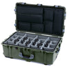 Pelican 1650 Case, OD Green with Silver Handles & Latches Gray Padded Microfiber Dividers with Laptop Computer Lid Pouch ColorCase 016500-0270-130-180