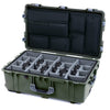 Pelican 1650 Case, OD Green with Silver Handles & Push-Button Latches Gray Padded Microfiber Dividers with Laptop Computer Lid Pouch ColorCase 016500-0270-130-181