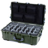 Pelican 1650 Case, OD Green with Silver Handles & Push-Button Latches Gray Padded Microfiber Dividers with Mesh Lid Organizer ColorCase 016500-0170-130-181