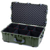 Pelican 1650 Case, OD Green with Silver Handles & Latches TrekPak Divider System with Convoluted Lid Foam ColorCase 016500-0020-130-180