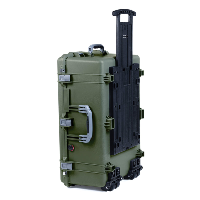 Pelican 1650 Case, OD Green with Silver Handles & Push-Button Latches ColorCase 