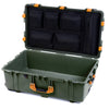 Pelican 1650 Case, OD Green with Yellow Handles & Latches Mesh Lid Organizer Only ColorCase 016500-0100-130-240