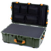 Pelican 1650 Case, OD Green with Yellow Handles & Latches Pick & Pluck Foam with Mesh Lid Organizer ColorCase 016500-0101-130-240