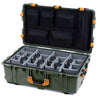 Pelican 1650 Case, OD Green with Yellow Handles & Latches Gray Padded Microfiber Dividers with Mesh Lid Organizer ColorCase 016500-0170-130-240