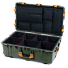 Pelican 1650 Case, OD Green with Yellow Handles & Latches TrekPak Divider System with Laptop Computer Pouch ColorCase 016500-0220-130-240
