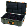 Pelican 1650 Case, OD Green with Yellow Handles & Push-Button Latches TrekPak Divider System with Laptop Computer Pouch ColorCase 016500-0220-130-241