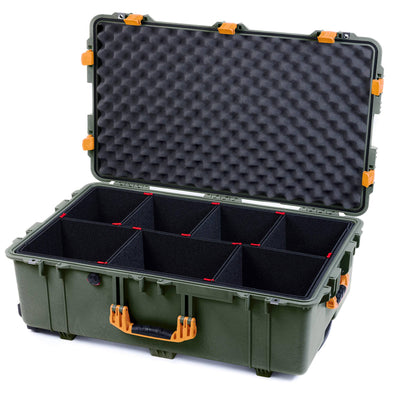 Pelican 1650 Case, OD Green with Yellow Handles & Latches TrekPak Divider System with Convoluted Lid Foam ColorCase 016500-0020-130-240