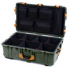Pelican 1650 Case, OD Green with Yellow Handles & Push-Button Latches TrekPak Divider System with Mesh Lid Organizer ColorCase 016500-0120-130-241