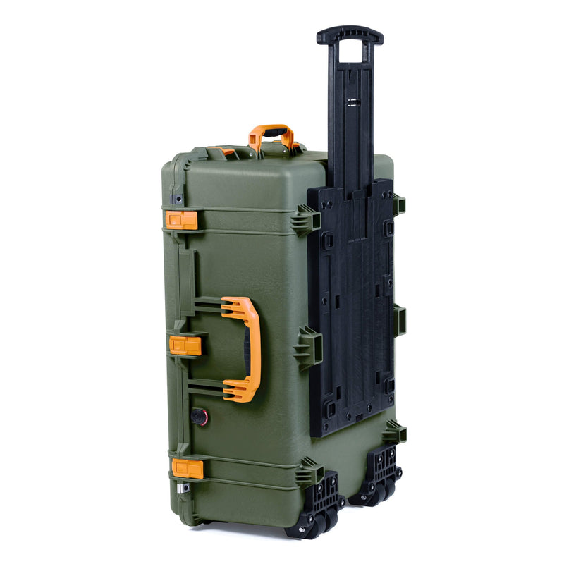 Pelican 1650 Case, OD Green with Yellow Handles & Push-Button Latches ColorCase 