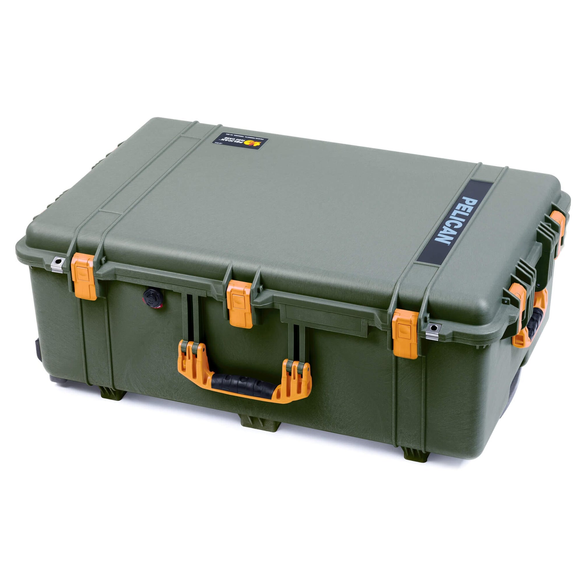 Pelican 1650 Case, OD Green with Yellow Handles & Push-Button Latches ColorCase 