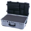 Pelican 1650 Case, Silver with Black Handles & Latches Pick & Pluck Foam with Laptop Computer Lid Pouch ColorCase 016500-0201-180-110