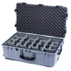 Pelican 1650 Case, Silver with Black Handles & Latches Gray Padded Dividers with Convoluted Lid Foam ColorCase 016500-0070-180-110