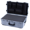 Pelican 1650 Case, Silver with Black Handles & TSA Locking Latches Pick & Pluck Foam with Mesh Lid Organizer ColorCase 016500-0101-180-L10