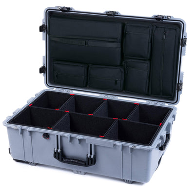 Pelican 1650 Case, Silver with Black Handles & TSA Locking Latches TrekPak Divider System with Laptop Computer Pouch ColorCase 016500-0220-180-L10