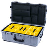 Pelican 1650 Case, Silver with Black Handles & TSA Locking Latches Yellow Padded Microfiber Dividers with Laptop Computer Lid Pouch ColorCase 016500-0210-180-L10