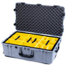 Pelican 1650 Case, Silver with Black Handles & TSA Locking Latches Yellow Padded Microfiber Dividers with Convoluted Lid Foam ColorCase 016500-0010-180-L10