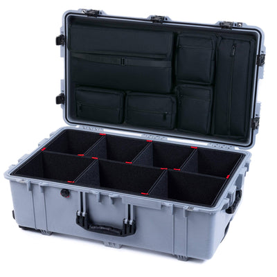 Pelican 1650 Case, Silver with Black Handles & Push-Button Latches TrekPak Divider System with Laptop Computer Pouch ColorCase 016500-0220-180-111