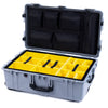 Pelican 1650 Case, Silver with Black Handles & Latches Yellow Padded Microfiber Dividers with Mesh Lid Organizer ColorCase 016500-0110-180-110