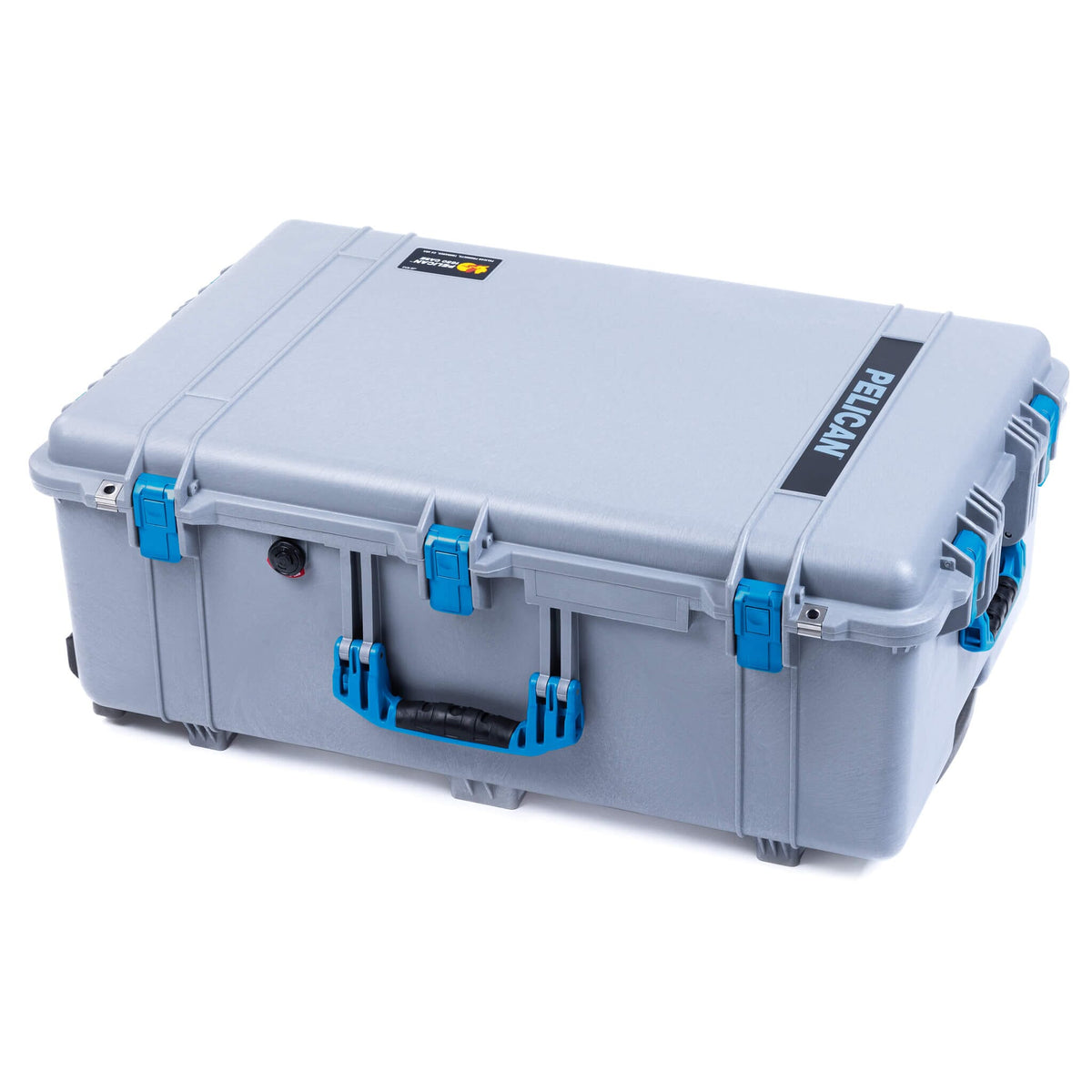 Pelican 1650 Case, Silver with Blue Handles &amp; Push-Button Latches ColorCase 