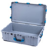Pelican 1650 Case, Silver with Blue Handles & Push-Button Latches None (Case Only) ColorCase 016500-0000-180-121