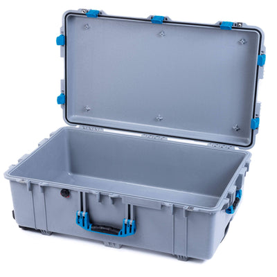 Pelican 1650 Case, Silver with Blue Handles & Latches None (Case Only) ColorCase 016500-0000-180-120