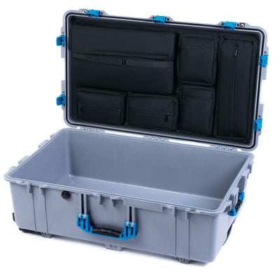 Pelican 1650 Case, Silver with Blue Handles & Push-Button Latches Laptop Computer Lid Pouch Only ColorCase 016500-0200-180-121