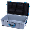 Pelican 1650 Case, Silver with Blue Handles & Latches Mesh Lid Organizer Only ColorCase 016500-0100-180-120