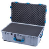 Pelican 1650 Case, Silver with Blue Handles & Push-Button Latches Pick & Pluck Foam with Convoluted Lid Foam ColorCase 016500-0001-180-121