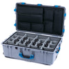 Pelican 1650 Case, Silver with Blue Handles & Latches Gray Padded Microfiber Dividers with Laptop Computer Lid Pouch ColorCase 016500-0270-180-120