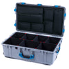 Pelican 1650 Case, Silver with Blue Handles & Latches TrekPak Divider System with Laptop Computer Pouch ColorCase 016500-0220-180-120