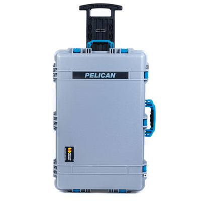 Pelican 1650 Case, Silver with Blue Handles & Push-Button Latches ColorCase