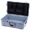 Pelican 1650 Case, Silver with Desert Tan Handles & Push-Button Latches Mesh Lid Organizer Only ColorCase 016500-0100-180-311