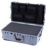 Pelican 1650 Case, Silver with Desert Tan Handles & Latches Pick & Pluck Foam with Mesh Lid Organizer ColorCase 016500-0101-180-310