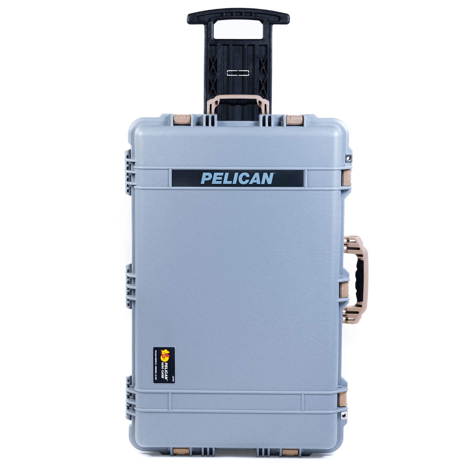Pelican 1650 Case, Silver with Desert Tan Handles & Push-Button Latches ColorCase 