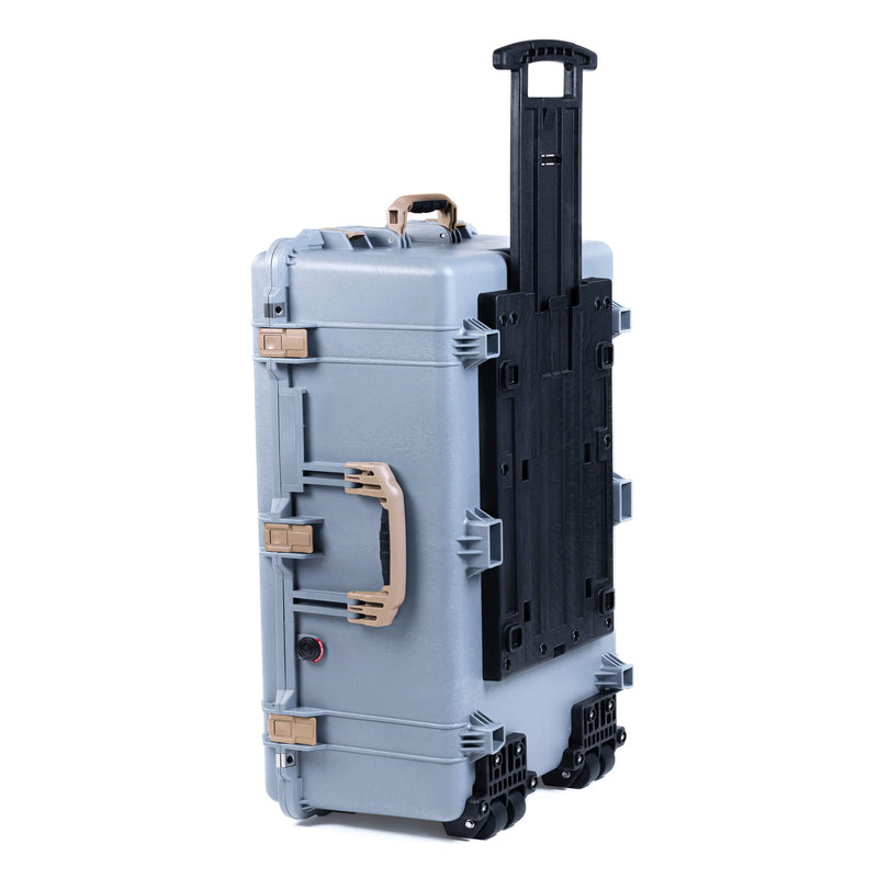 Pelican 1650 Case, Silver with Desert Tan Handles & Push-Button Latches ColorCase 