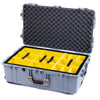 Pelican 1650 Case, Silver with Desert Tan Handles & Push-Button Latches Yellow Padded Microfiber Dividers with Convoluted Lid Foam ColorCase 016500-0010-180-311