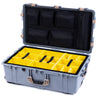 Pelican 1650 Case, Silver with Desert Tan Handles & Latches Yellow Padded Microfiber Dividers with Mesh Lid Organizer ColorCase 016500-0110-180-310