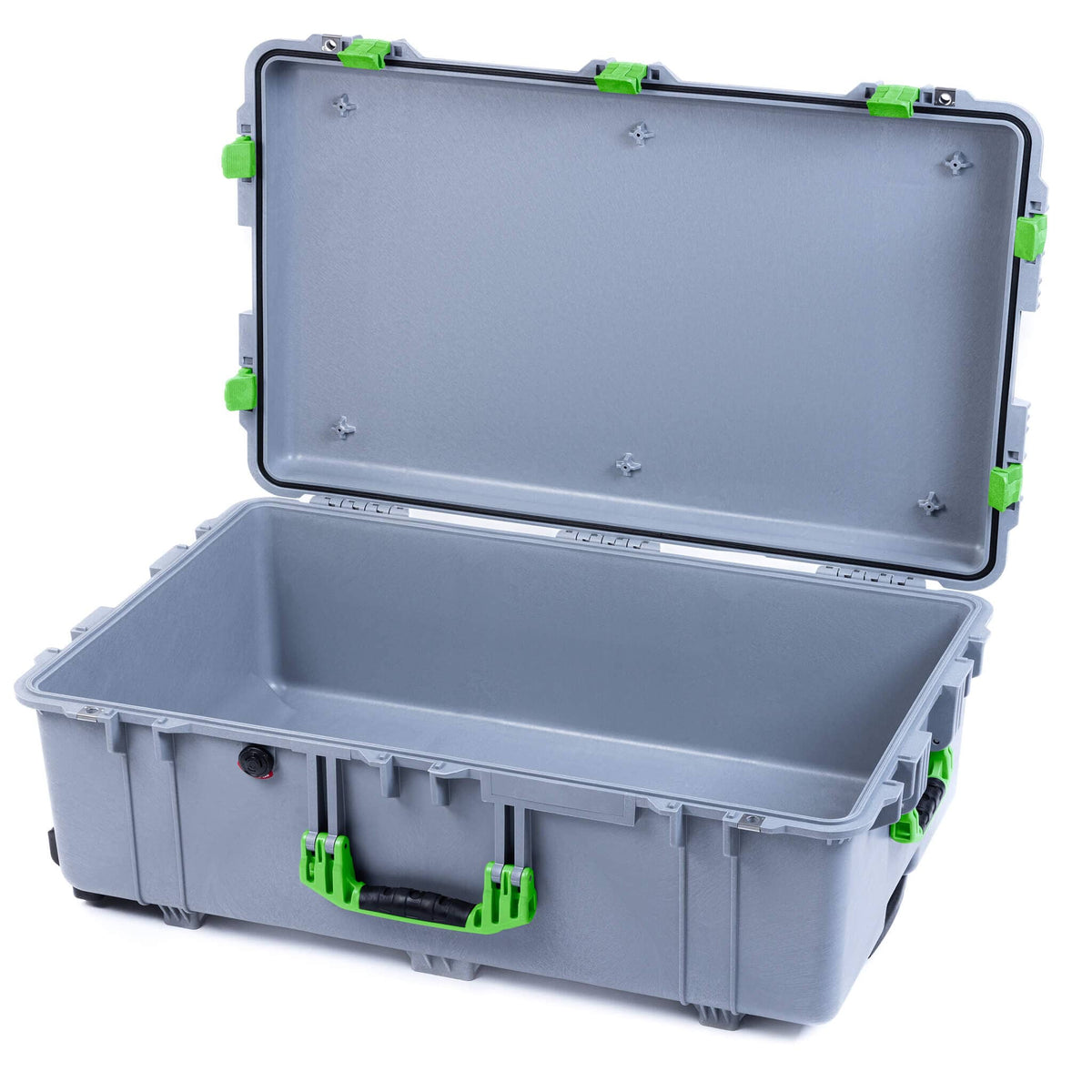 Pelican 1650 Case, Silver with Lime Green Handles &amp; Latches None (Case Only) ColorCase 016500-0000-180-300