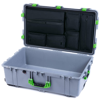 Pelican 1650 Case, Silver with Lime Green Handles & Latches Laptop Computer Lid Pouch Only ColorCase 016500-0200-180-300