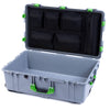 Pelican 1650 Case, Silver with Lime Green Handles & Push-Button Latches Mesh Lid Organizer Only ColorCase 016500-0100-180-301