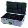 Pelican 1650 Case, Silver with Lime Green Handles & Latches TrekPak Divider System with Laptop Computer Pouch ColorCase 016500-0220-180-300